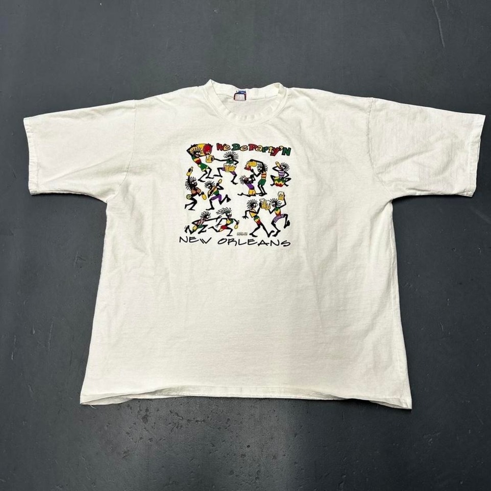 Vintage 90s New Orleans We be party'n graphic party alcohol humor tee shirt